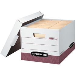 Bankers Boxes R-KIVE Heavy-Duty Storage Boxes, FastFold, Lift-Off Lid, Letter/Legal, Case of 12 (07242)