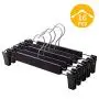 VEHHE Pants Hangers Skirt Hangers, 16 Pack Black Plastic Dress Trousers Pant Hanger with Non-Slip Big Clips and 360 Rotatable Hook (Black) (Black)