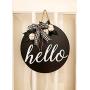 Hello Wreath, Door Decoration, Hello Door Hanger, Black and White Wreath, Front Door Wreath, Buffalo Plaid Wreath, Cotton Decor