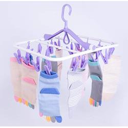 Basicwise QI003440 Purple Laundry Drying Hanger Clothes Rack with 20 Clips