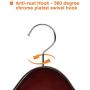 JS HANGER Coat Hangers Extra Wide Rounded Shoulder with No-Slip Bar, Walnut Finish, 3 Pack