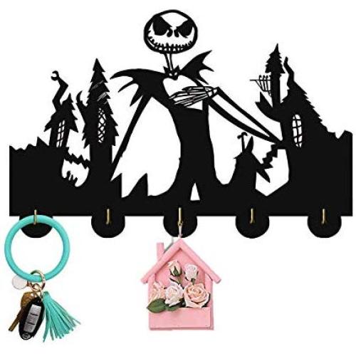 The Nightmare Before Christmas Wall Hanger Wall Hook Key Holder Heavy Duty 11LB(Max) Wall Décor Wood Coat Hooks Key Holder Key Hanger for Wall Entryway and Kitchen Christmas Gift N3