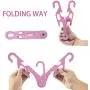 YOLOKE 6Pcs Folding Travel Hangers, Portable Folding Clothes Hangers Travel Accessories, Non-Slip Sturdy Drying Rack Garment Hangers for Suit Coat Pants Tank Top (Pink+Blue+Beige)