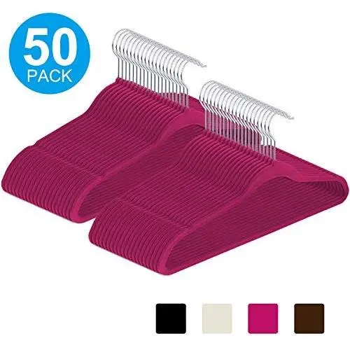 IEOKE Velvet Hangers, 50 Pack Nonslip Clothes Hangers Heavy Duty 360 Swivel Hanger Hook Ultra Thin Clothes Racks Perfect for Space Saving (Rose Red) IEOKE Velvet Hangers, 50 Pack Nonslip Clothes Hangers Heavy Duty 360 Swivel Hanger Hook Ultra Thin Clothes Racks Perfect for Space Saving (Rose Red)