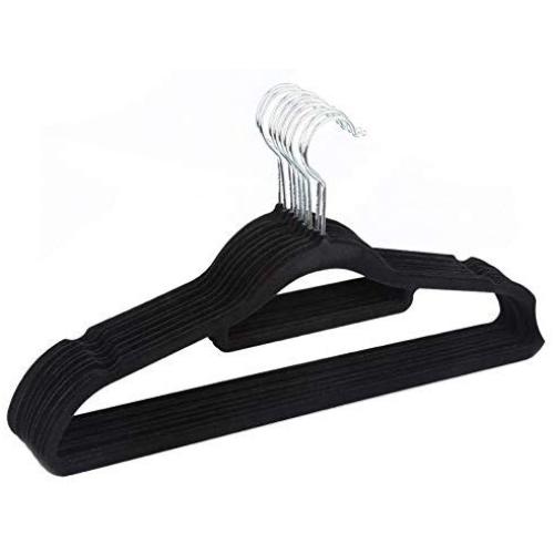 KYCPTNFJ Pack of 10 Non-Slip Thin 360 Degree Swivel Flocked Adult Clothes Hangers with Tie Bar
