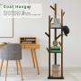 Coat Rack, Bamboo Tree Garment Clothes Coat Hat Hanger Stand 8 Hook Free Standing Multi-Layer Display Hall Tree Shelf for Home Bedroom Hallway(Dark Brown)