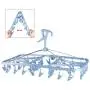 Foldable Clip and Drip Hanger, Socks Hanger Underwear Hanger with 36 Clothespins & Wind-Proof Hook, Hanger for Drying Towels, Bras, Baby Clothes, Plastic Laundry Sock Drying Hanger, Large Blue