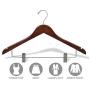 The Great American Hanger Company Wooden Combo Hanger, Walnut Finish with Chrome Hardware, Boxes of 25 The Great American Hanger Company Wooden Combo Hanger, Walnut Finish with Chrome Hardware, Boxes of 25