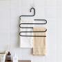 Space Saving Hanger, Multifunctional Stainless Steel Clothes Hangers Organizer and Black Pants Hangers Closet Space Saver Storage for Pants Jeans(4 Pack)