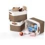 DECOMOMO Foldable Storage Bin [3-Pack] Collapsible Sturdy Cationic Fabric Storage Basket Cube W/Handles for Organizing Shelf Nursery Home Closet & Office (Brown and White, Large - 15 x 11 x 9.5)