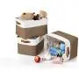 DECOMOMO Foldable Storage Bin [3-Pack] Collapsible Sturdy Cationic Fabric Storage Basket Cube W/Handles for Organizing Shelf Nursery Home Closet & Office (Brown and White, Large - 15 x 11 x 9.5)