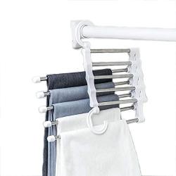 Clothes Hangers Clothes Pants Slack Hangers Swing Arm Pants Hangers-Multi Layers Pant Closet Storage for Pants Jeans Scarf Hanging Closet Organizer (Color : White)