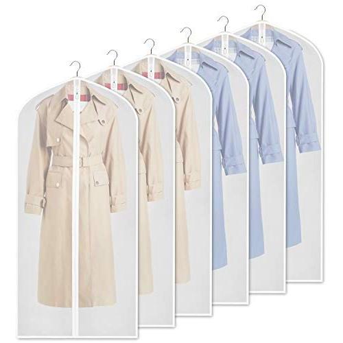 Zilink Clear Garment Bag Dress Bags for Storage 54-inch Dust-Free Coat Bags with Full Length Zipper for Clothes Closet Storage, Set of 6