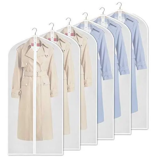 Zilink Clear Garment Bag Dress Bags for Storage 54-inch Dust-Free Coat Bags with Full Length Zipper for Clothes Closet Storage, Set of 6 Zilink Clear Garment Bag Dress Bags for Storage 54-inch Dust-Free Coat Bags with Full Length Zipper for Clothes Closet Storage, Set of 6