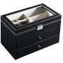 Atezch 3 Layer 18 Slots Eyeglass Sunglass Storage Box, Men Women Storage Holder Boxes Glasses Display Case with Drawer Storage Box(Ship from US!!!)