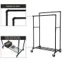 SONGMICS Industrial Pipe Clothes Rack Double Rail on Wheels with Commercial Grade Clothing Hanging Rack Organizer for Garment Storage Display, Black UHSR60B SONGMICS Industrial Pipe Clothes Rack Double Rail on Wheels with Commercial Grade Clothing Hanging Rack Organizer for Garment Storage Display, Black UHSR60B