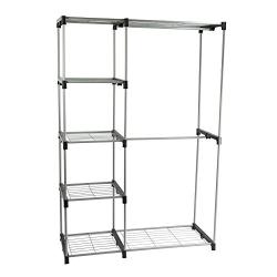 Smart-Home Closet Portable Clothes Hanger Garment Organizer Storage Rack Shelf Rod (Sliver, 44 3/4”(L) x 18”(W) x 67 3/4” (H))