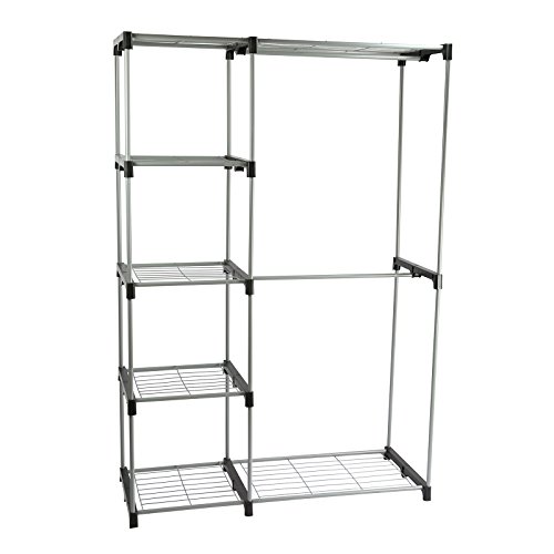 Smart-Home Closet Portable Clothes Hanger Garment Organizer Storage Rack Shelf Rod (Sliver, 44 3/4”(L) x 18”(W) x 67 3/4” (H))