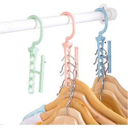 10PC Random Color Creative Multilayer Windproof Hanger Fixed Holder Buckle Household Anti-Slip Clothes Hanger Plastic 5 Circle Hanger Decoration