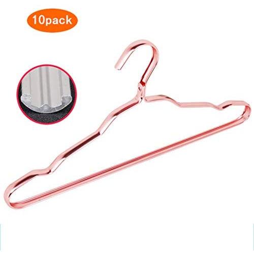 HAOCHIDIAN 5 Pack Non-Slip Widening Clothes Hangers Aluminum Alloy Suit Coat Hangers Space Saving Strong Heavy Duty Hangers for Shorts Pants Clothes,Rosegold
