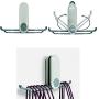 LiXiongBao Clothes Hangers Storage Green Folding Self Adhesive Stacker Rack Holder Organizer, Wall Mounted for Bathroom Balcony