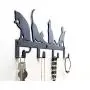 4 Hooks Wall Mounted Hanger, Holder for Towels, Keys, Coats, Hats, Robes and Clothes with Cat Décor (Black)