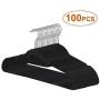 ZENY Premium Velvet Suit Hangers 100 Pack Non Slip Black Clothes Hanger Hook 360 Swivel Ultra Thin