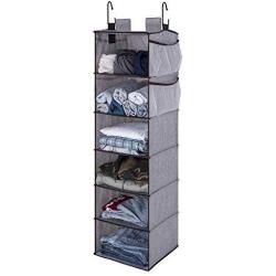 StorageWorks Hanging Closet Organizer, 6-Shelf Dorm Room Closet Organizers and Storage, Gray, 42”H x 12”W x 12”D