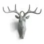 HERNGEE Deer Head Single Wall Hook/Hanger Animal Shaped Coat Hat Hook Heavy Duty, Rustic, Decorative Gift, Grey