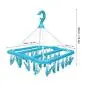 Yosooo Clothes Hanger, Laundry Drying Rack Clothes Dryer Rack, Household 32 Clips Folding Clothes Hanger Dryer Socks Underwear Drying Rack(Blue)