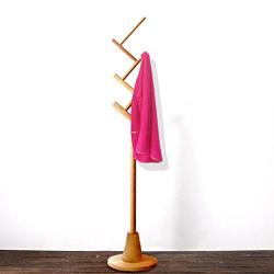 Standing Wood Coat Rack,Waterproof Wooden Clothes Racks Hat Hanger Holder Racks Strong Stable Assemble Saving Space Hooks Cloakroom Bedroom Living Room Hat Coat Jacket Scarf-log 187cm