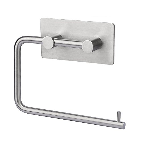 HOMEIDEAS Self Adhesive Toilet Paper Roll Holder brushed nickel Stick On Sticky Tissue Roll Hanger SUS304 Stainless Steel Bathroom Towel Dispenser