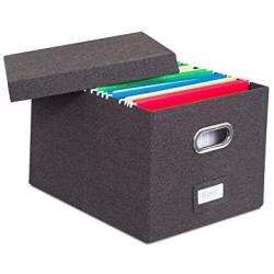 Internets Best Collapsible File Storage Organizer | Decorative Linen Filing & Storage Office Boxes | Letter/Legal | Charcoal | 1 Pack