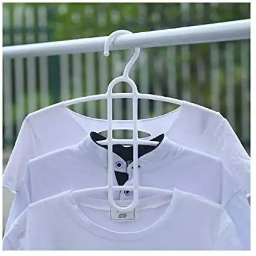 wing1 3 Layers Fish Bone Shaped Plastic Cloth Hanger Hook Clothes Holder Drying Rack Clothing Organizer Space Saver Non Slip Hangers,White
