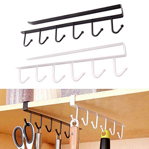 Functional Kitchen Storage Tools, 2PCS Kitchen Storage Rack Cupboard Hanging Hook Hanger Chest Storage Organizer Holder (1 Black 1 White)