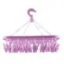 Drying Rack, 32 Clips Folding Clothes Hanger Dryer Windproof Socks Underwear Drying Rack Children(Purple)