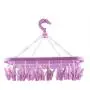Alomejor 32 Clips Folding Clothes Hanger Dryer Windproof Socks Underwear Drying Rack Children