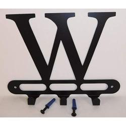 Capital Letter W Monogram Wall Hook Hanger. Satin Black. Solid Steel. Screws Included.