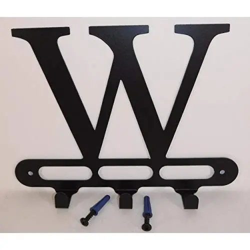 Capital Letter W Monogram Wall Hook Hanger. Satin Black. Solid Steel. Screws Included. Capital Letter W Monogram Wall Hook Hanger. Satin Black. Solid Steel. Screws Included.
