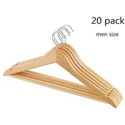 Iddefee Clothes Hanger Home Wooden Hangers Non-Slip for Clothing Pants Skirt Hangers Suit Clothes Hangers Everyday Standard Use Clothing Hangers 20 Pack Pants Hangers (Color : B, Size : L)