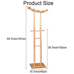 DZWLYX Solid Wooden Coat Rack Entryway Hall Bedroom Stand Tree Rack for Clothes Hat Handbag Jacket Scarf Hanger (Color : Wood)