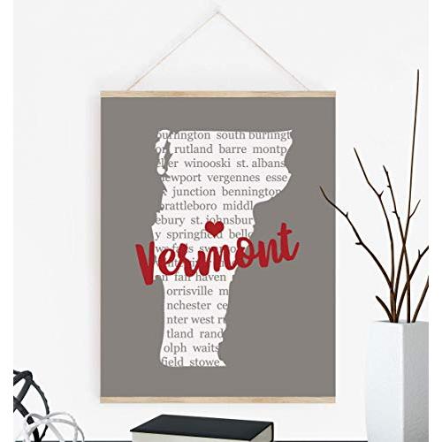 Any State You Choose, Vermont Art with Cities in Background with Poster Hanger Available