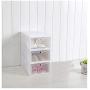 VIOLETY 3pc Storage Shoes Boxes Clear Plastic Foldable Stackable Shoe Container Closet Shelf Organizer (Large, White)