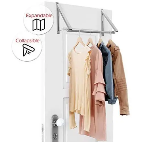 StorageMaid Over The Door Closet Rod ? Heavy-Duty Hanging Clothes Rack Organizer and Hanger for Clothing Or Towels - Great for Home and Dorm Room