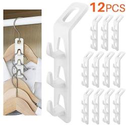 WINIT Cascading Clothes Hanger Hooks,Space Saving Series Multi-Function Multi-Layer Cabinet Clothes Connection Folding Storage Clothes Rack Hanger Household Strong Load-Bearing Closet Hook (12pcs)