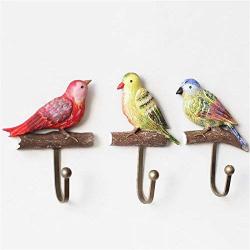 Christmas Gift，Birds Vintage Hand Made Painted Poly Resin Home Door Wall Mount Hooks Home Towel Clothes Hat Coat Key Hanger (Birds)