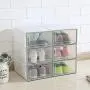 Yagaga Stackable Shoe Storage, 6 Pcs Transparent Shoe Boxes Flip Design Plastic Storage Case Organizer Dustproof Clear Plastic Shoe Storage Boxes for Home (White)