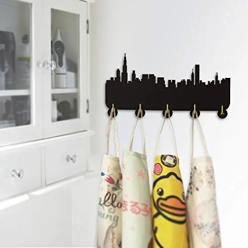 Beautiful America Chicago Skyline Creative Tourist Attraction Home Decor Wall Art Wall Hooks Clothes Coat Hooks Bedroom Living Room Decor Towel Hooks Hanger