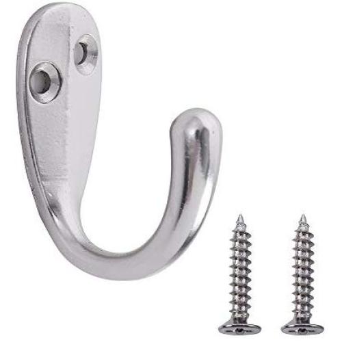 Home Master Hardware 10 Pieces Wall Mounted Coat Hook Prong Robe Hooks Single Coat Hanger with Screws (Matte Nickel)