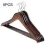 5Pcs Random Color Wooden Clothes Hangers with Non-Slip Trouser Bar Suit Jeans Pants Coat Shirts Hangers Clothes Storage